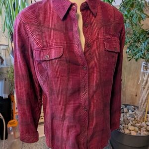Columbia Men's Burgundy Plaid Button-Down Shirt